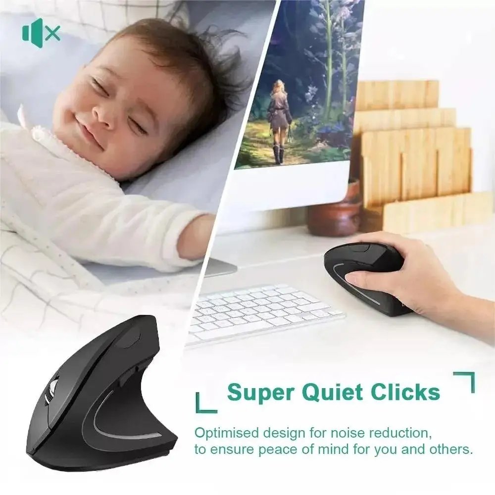Vertical Ergonomic Portable Wired 2.4G USB Battery Wireless Mouse - Image 4