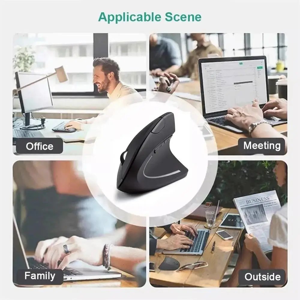 Vertical Ergonomic Portable Wired 2.4G USB Battery Wireless Mouse - Image 6